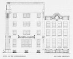 Bouwtekening van de gevel aan de Roomolenstraat.
<br/>
Bouwkundig Weekblad jrg. 42, 1921